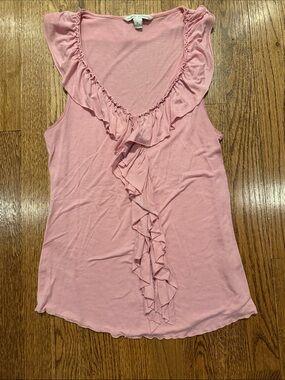 Banana Republic pink Sleeveless Ruffle V-Neck Tank Top size small